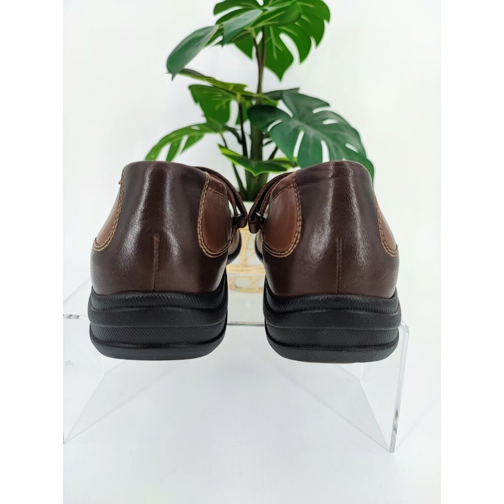 Hush Puppies Women Epic Brown Mary Jane Leather Loafer Shoes Size 7.5 Wide Large - Picture 3 of 8